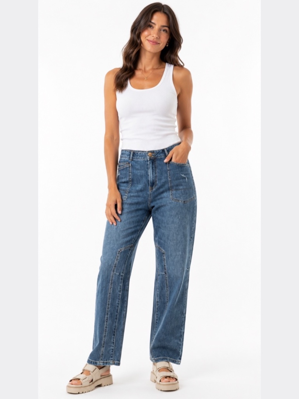 ANTHROPOLOGIE PILCRO The Wanderer Mid Rise 5 Pocket Barrel Relaxed Jeans Sz 33